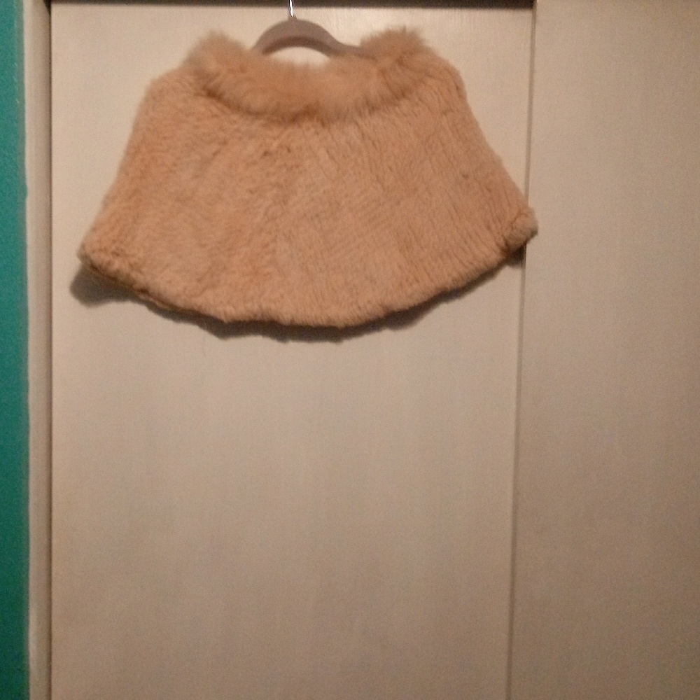 Pink real fur cape